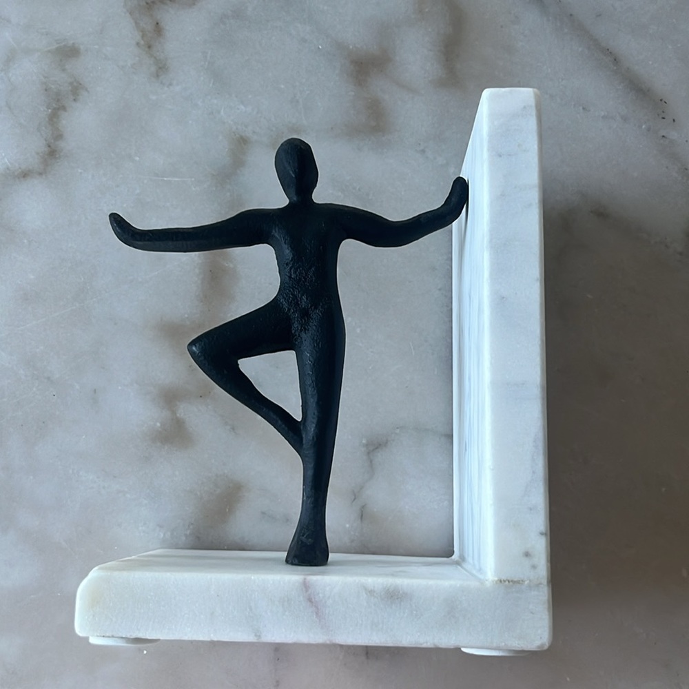 Modern Black White Sculpture Bookend Cast metal human figure sculpture one piece - Picture 6 of 10